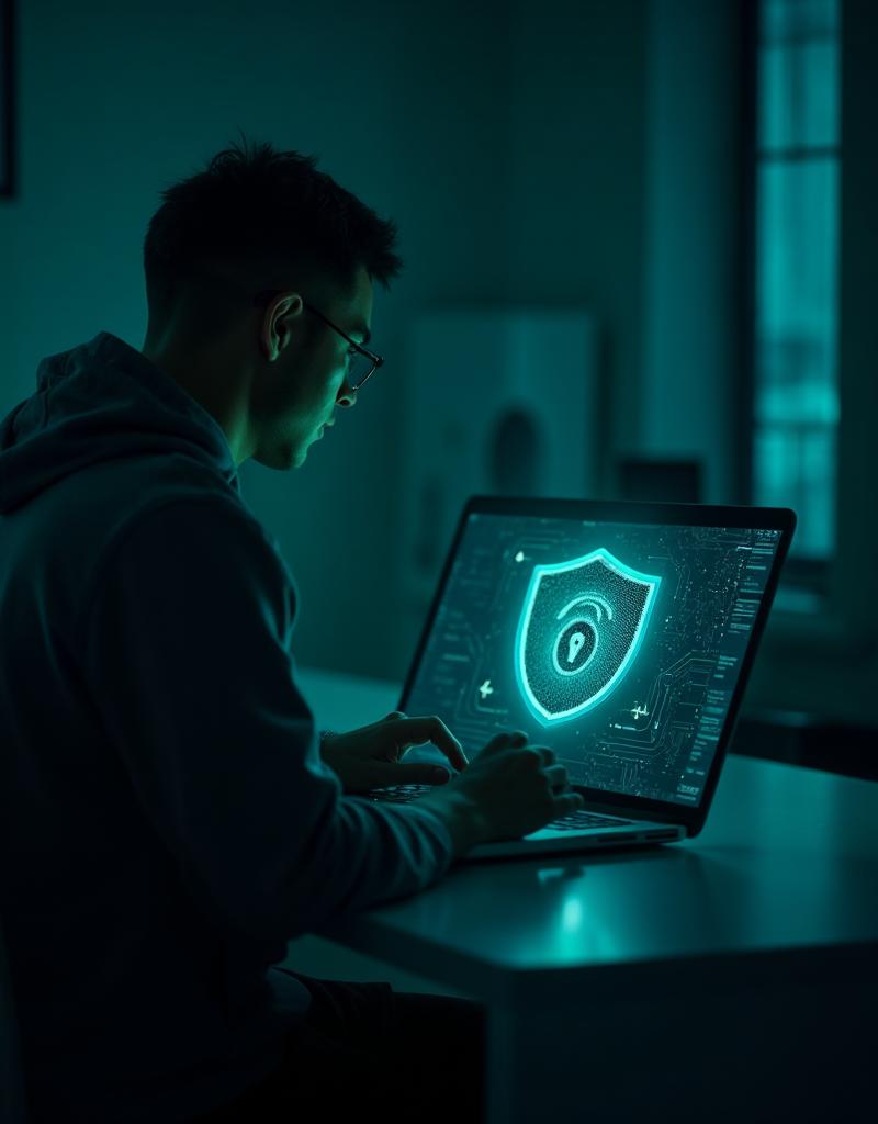 Cyber security professional providing protection